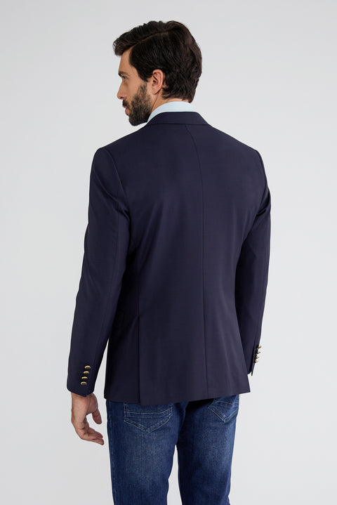 Lacivert 7 Drop Slim Fit Dar Kesim Blazer Ceket