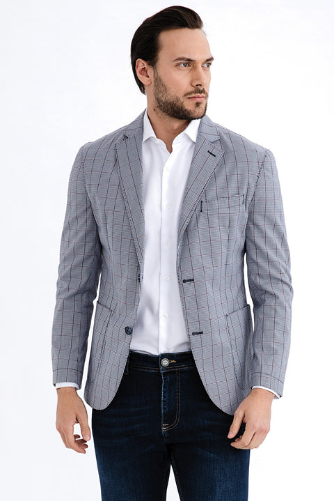 Bordo 6 Drop Regular Fit Standart Kesim Ekose Spor Pamuk Ceket