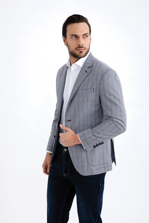 Bordo 6 Drop Regular Fit Standart Kesim Ekose Spor Pamuk Ceket