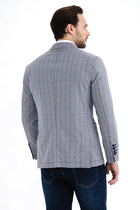 Bordo 6 Drop Regular Fit Standart Kesim Ekose Spor Pamuk Ceket