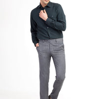 Medium Gray 6 Drop Regular Fit Standard Cut Classic Eyelet Fabric Trousers