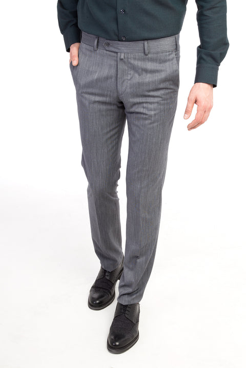 Medium Gray 7 Drop Slim Fit Narrow Cut Eyelet Fabric Trousers