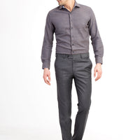 Orta Füme Slim Fit Dar Kesim Ekose Kumaş Pantolon
