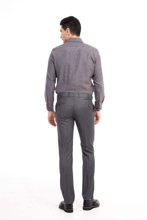 Orta Füme 7 Drop Slim Fit Dar Kesim Ekose Kumaş Pantolon