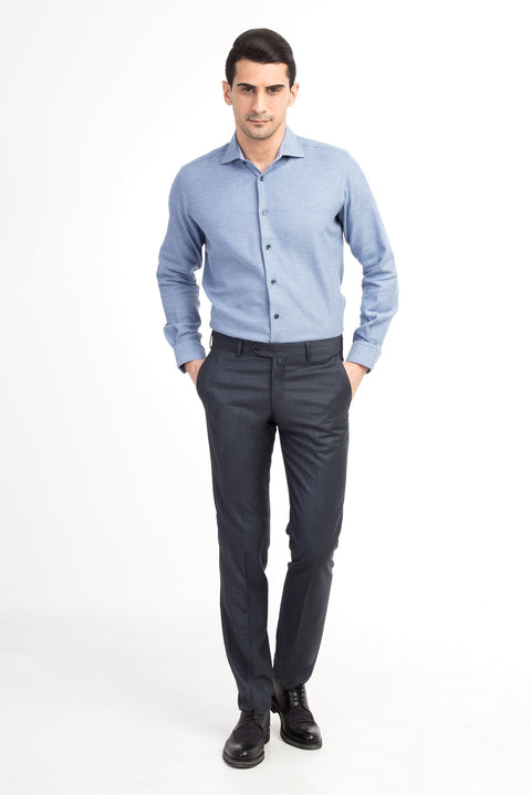 Petrol 7 Drop Slim Fit Dar Kesim Ekose Kumaş Pantolon