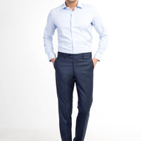 Koyu Mavi Ekose Klasik Kumaş Pantolon