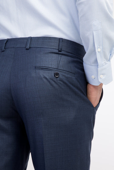 Koyu Mavi Ekose Klasik Kumaş Pantolon