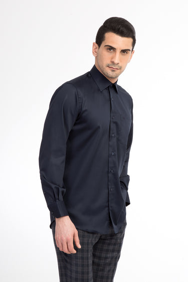 Lacivert Jb Pamuk Saten Gömlek