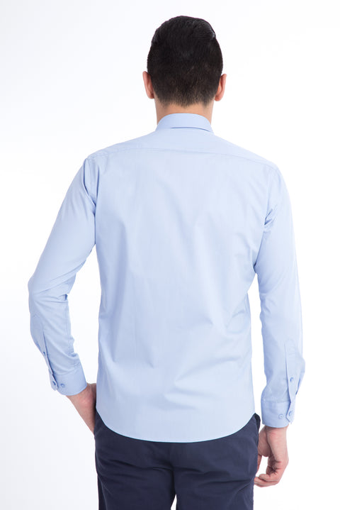 Blue Long Sleeve Slim Fit Narrow Cut Shirt