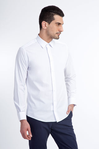  Beyaz Uzun Kol Slim Fit Dar Kesim Gömlek