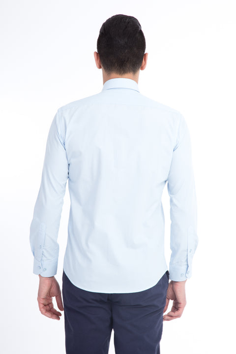 Açık Mavi Uzun Kol Slim Fit Dar Kesim Gömlek