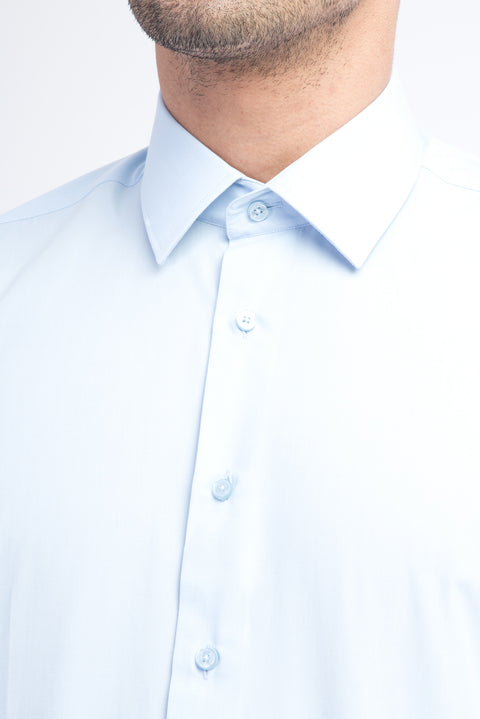 Açık Mavi Uzun Kol Slim Fit Dar Kesim Gömlek