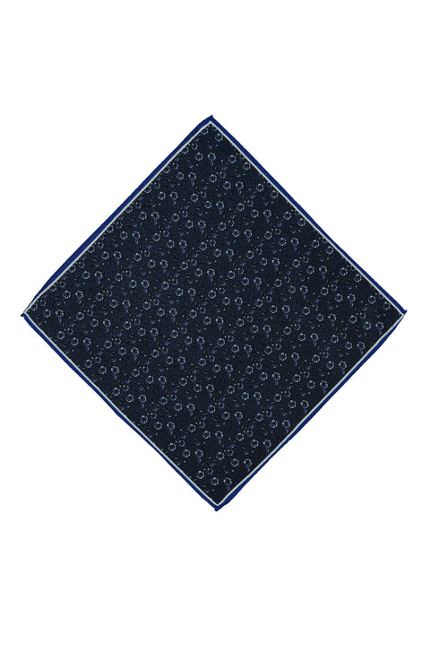 Navy Blue Floral Patterned Handkerchief