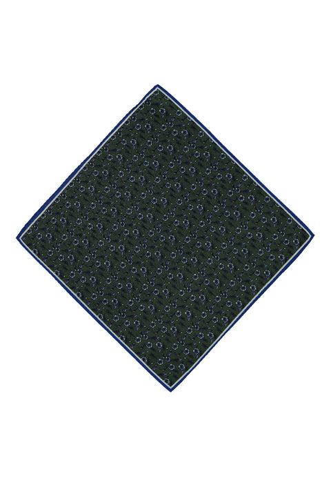 Dark Green Floral Patterned Handkerchief