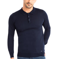 Lacivert Polo Yaka Regular Fit Yünlü Triko Kazak