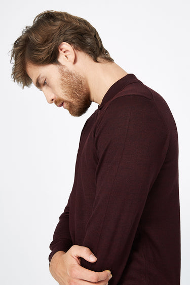  Bordo Polo Yaka Regular Fit Yünlü Triko Kazak