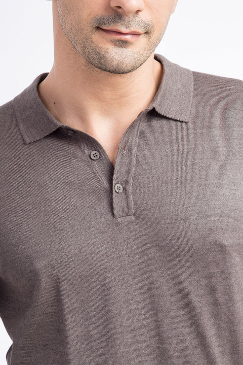 Vizon Polo Yaka Yünlü Regular Fit Triko Kazak