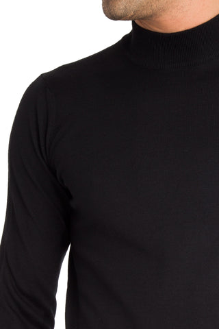  Siyah Yarım Balıkçı Yaka Regular Fit Yünlü Triko Kazak