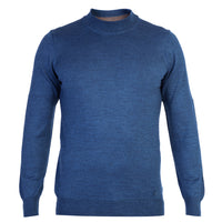 Mavi Yarım Balıkçı Yaka Regular Fit Yünlü Triko Kazak
