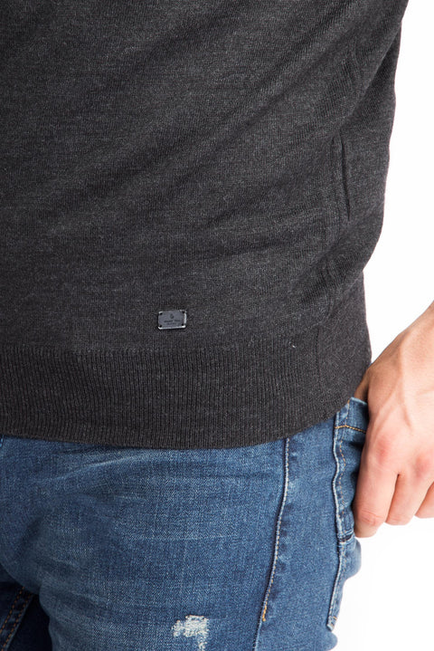 Antrasit V Yaka Yünlü Triko Kazak