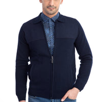 Navy Blue Wool Cardigan