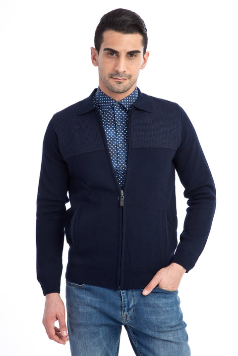Navy Blue Wool Cardigan