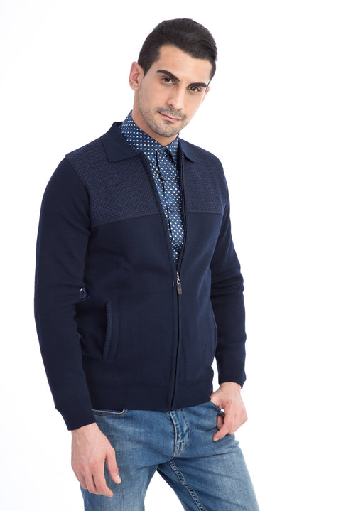 Navy Blue Wool Cardigan