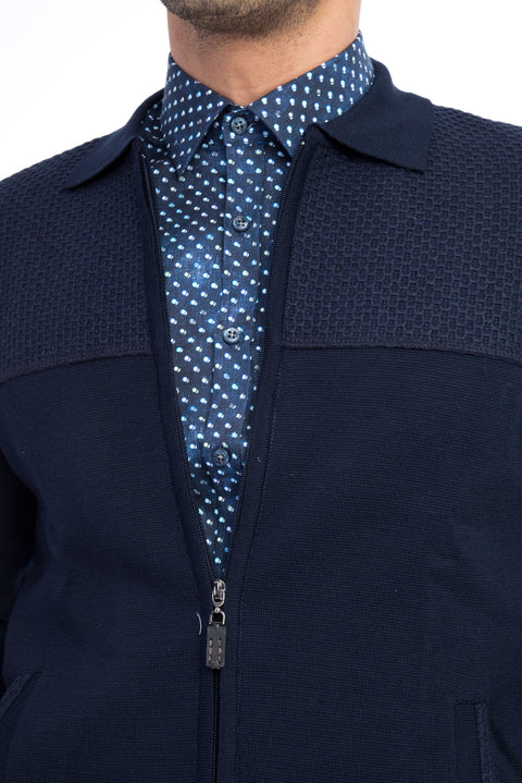 Navy Blue Wool Cardigan