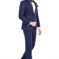 Lacivert Slim Fit Dar Kesim Şal Yaka Smokin / Damatlık