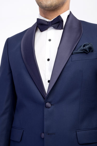  Lacivert Slim Fit Dar Kesim Şal Yaka Smokin / Damatlık
