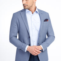 Açık Mavi Slim Fit Dar Kesim Kuşgözü Ceket