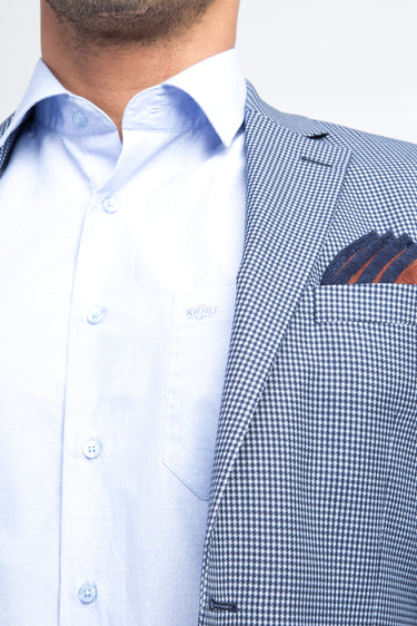 Açık Mavi Slim Fit Dar Kesim Kuşgözü Ceket