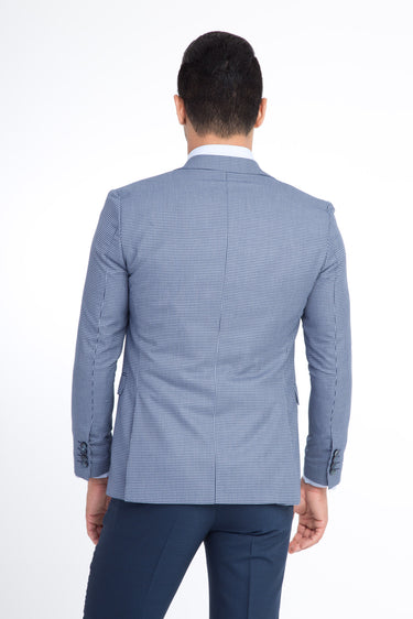 Açık Mavi Slim Fit Dar Kesim Kuşgözü Ceket
