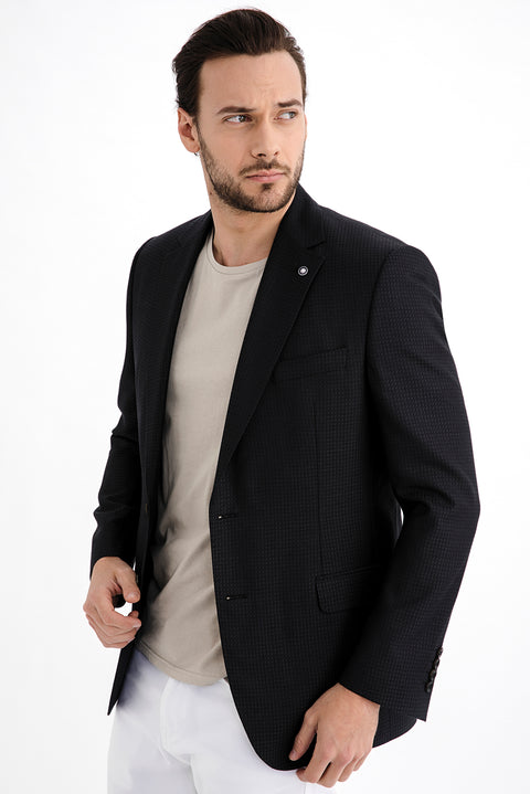 Siyah 4 Drop Relaxed Fit Rahat Kesim Bambu Ceket