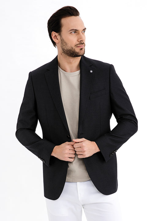 Siyah 4 Drop Relaxed Fit Rahat Kesim Bambu Ceket