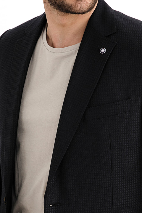 Siyah 4 Drop Relaxed Fit Rahat Kesim Bambu Ceket