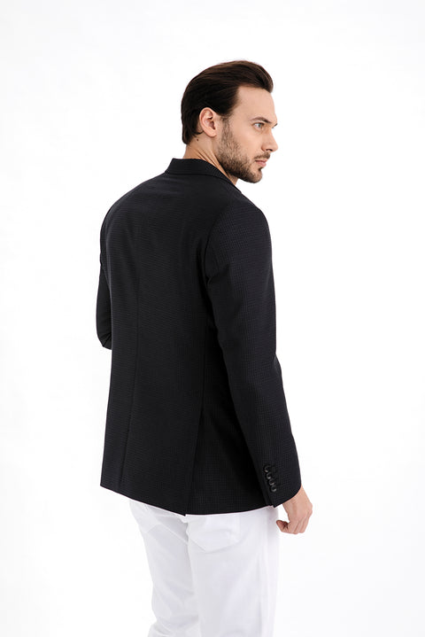 Siyah 4 Drop Relaxed Fit Rahat Kesim Bambu Ceket