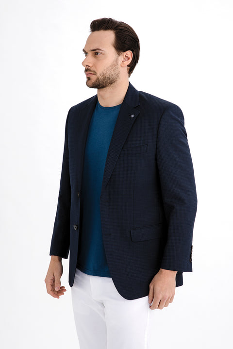 Navy Blue 4 Drop Relaxed Fit Bamboo Jacket