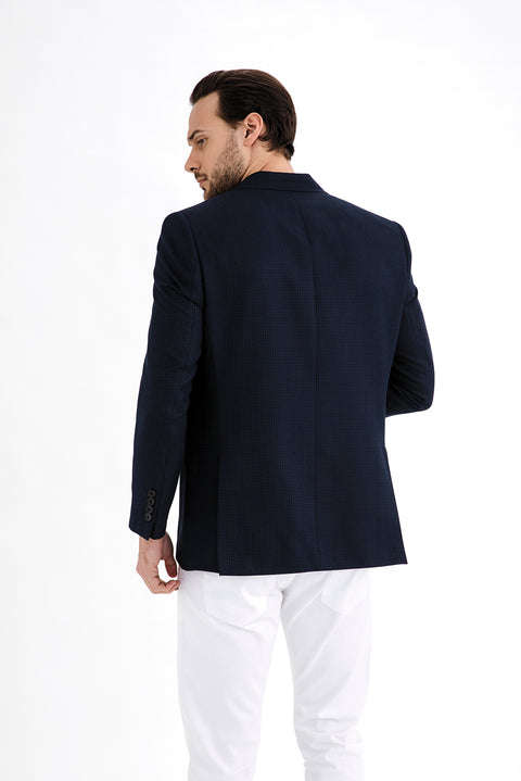 Navy Blue 4 Drop Relaxed Fit Bamboo Jacket