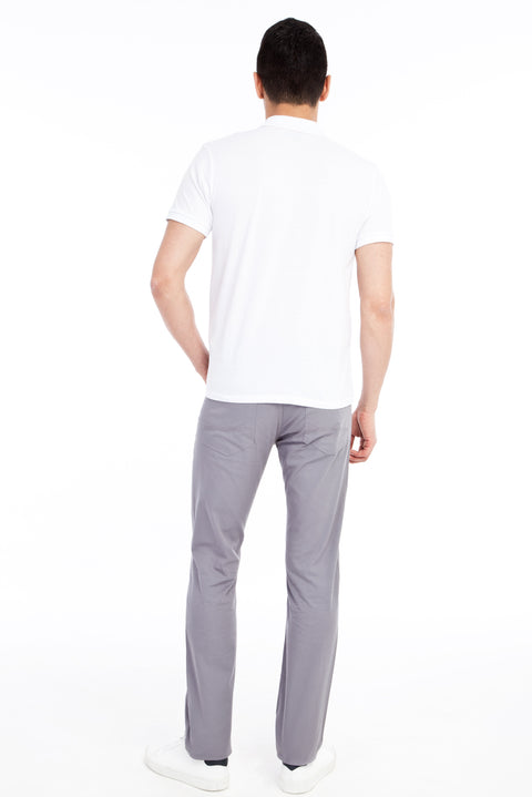 Light Gray Relaxed Fit Stretch Canvas / Chino Trousers