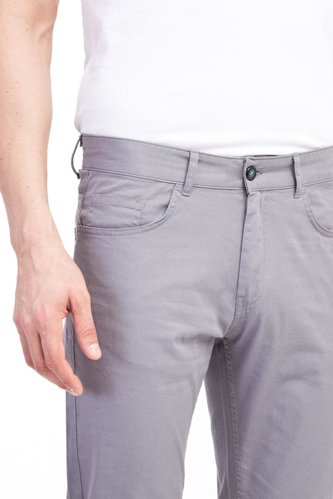 Açık Gri 6 Drop Regular Fit Standart Kesim Likralı Kanvas / Chino Pantolon