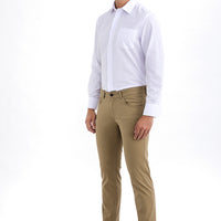 Açık Kahve - Camel Regular Fit Standart Kesim Likralı Kanvas / Chino Pantolon