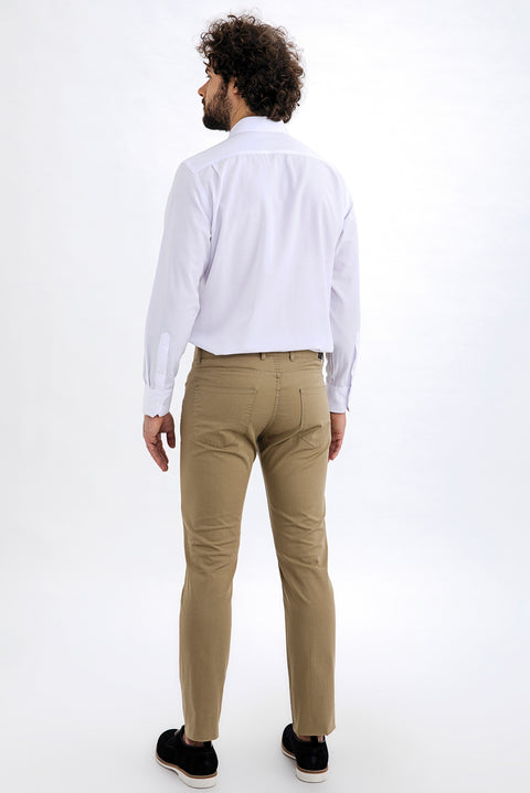 Açık Kahve - Camel 4 Drop Relaxed Fit Rahat Kesim Likralı Kanvas / Chino Pantolon