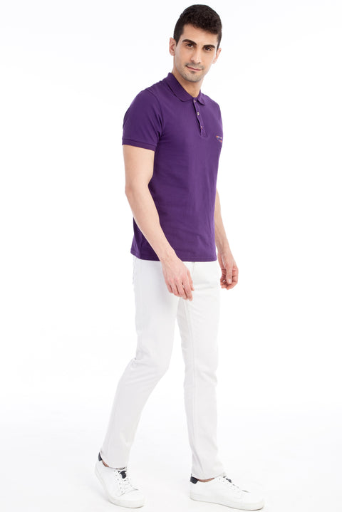 Cream Regular Fit Standard Cut Lycra Canvas / Chino Trousers