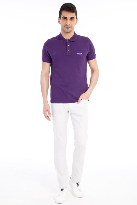 Cream Regular Fit Standard Cut Lycra Canvas / Chino Trousers