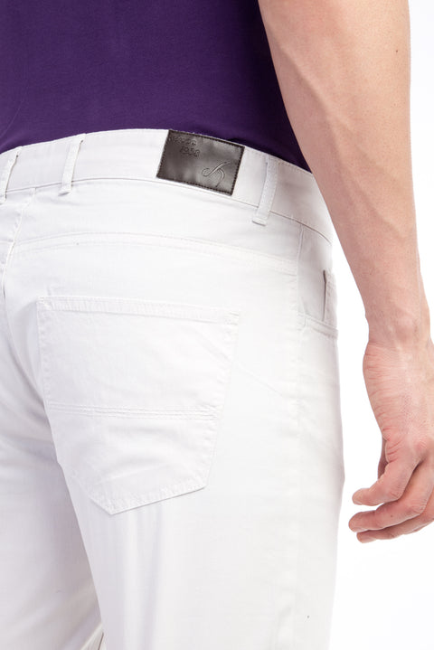 Cream Slim Fit Lycra Canvas / Chino Trousers