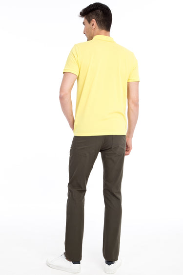 Haki Slim Fit Dar Kesim Likralı Kanvas / Chino Pantolon