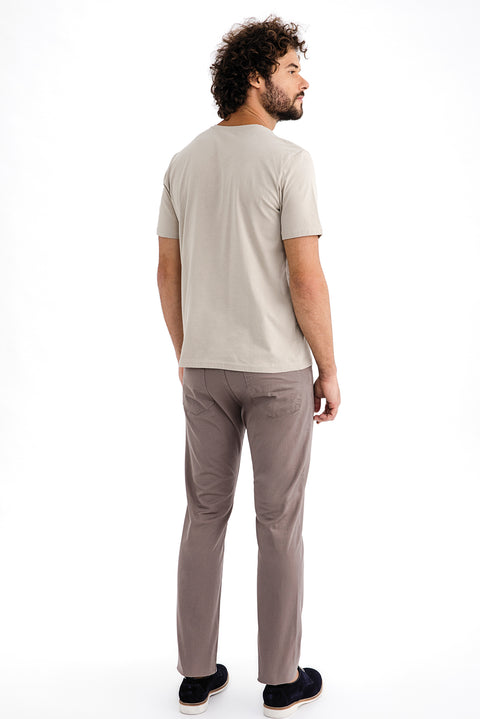 Mink Slim Fit Narrow Cut Stretchy Canvas / Chino Trousers