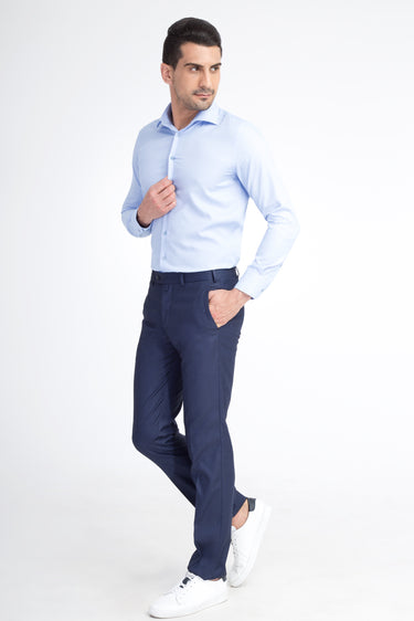 Mavi Slim Fit Dar Kesim Kuşgözü Klasik Kumaş Pantolon