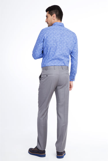 Açık Gri Slim Fit Dar Kesim Yünlü Klasik Kumaş Pantolon